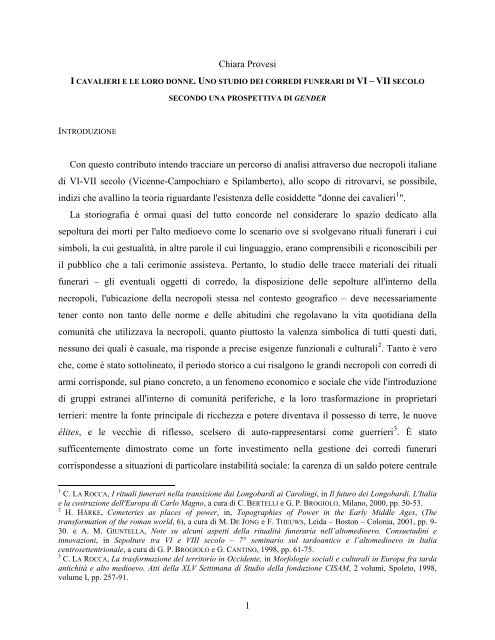 Chiara Provesi - Scuola Superiore di Studi Storici, Geografici ...