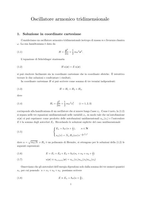 Oscillatore armonico tridimensionale