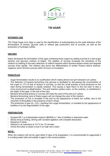 TSI AGAR - Biokar Diagnostics