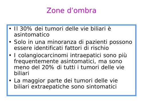 Presentazione clinica dei tumori delle vie biliari - ITMO