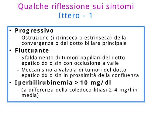 Presentazione clinica dei tumori delle vie biliari - ITMO