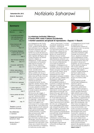 Notiziario Saharawi - Comitato Saharawi Cascina