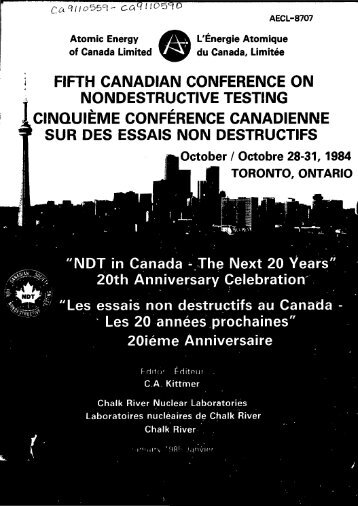 FIFTH CANADIAN CONFERENCE ON NONDESTRUCTIVE ... - IAEA