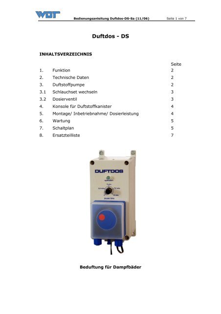 Bedienungsanleitung - WDT Werner Dosiertechnik