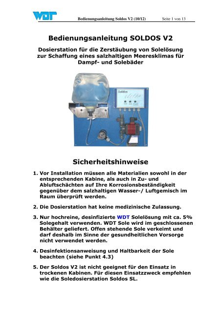 Bedienungsanleitung - Werner Dosiertechnik