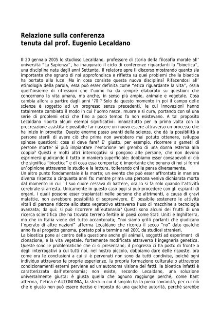 Relazione Bioetica.pdf - Liceo Ginnasio Statale Orazio di Roma