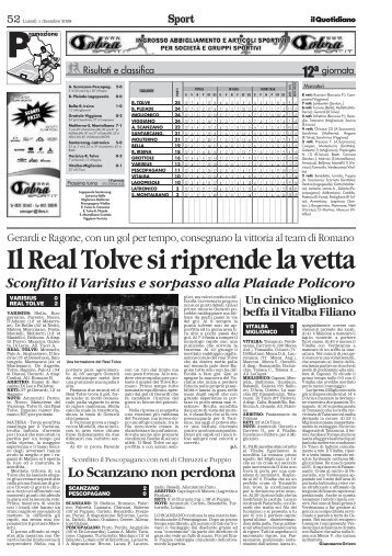 RASSEGNA STAMPA 12° Giornata - MIGLIONICO Calcio