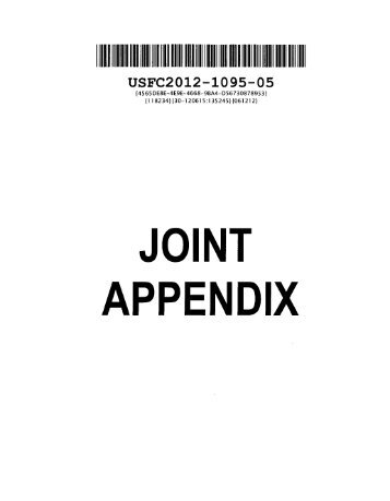 Joint Appendix One