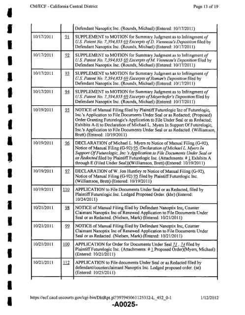 Joint Appendix One