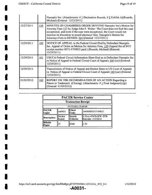 Joint Appendix One