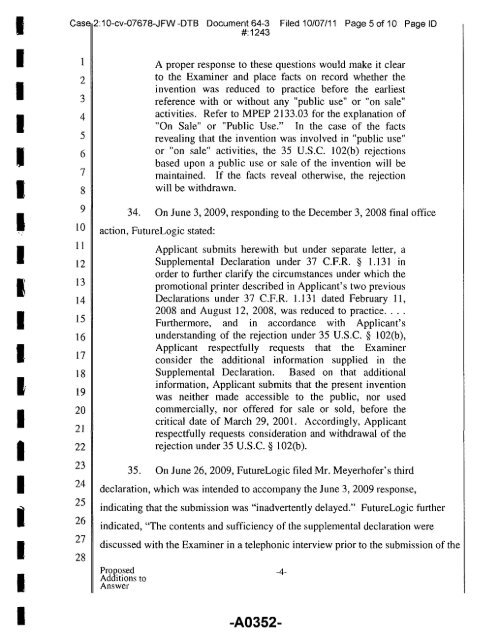 Joint Appendix One