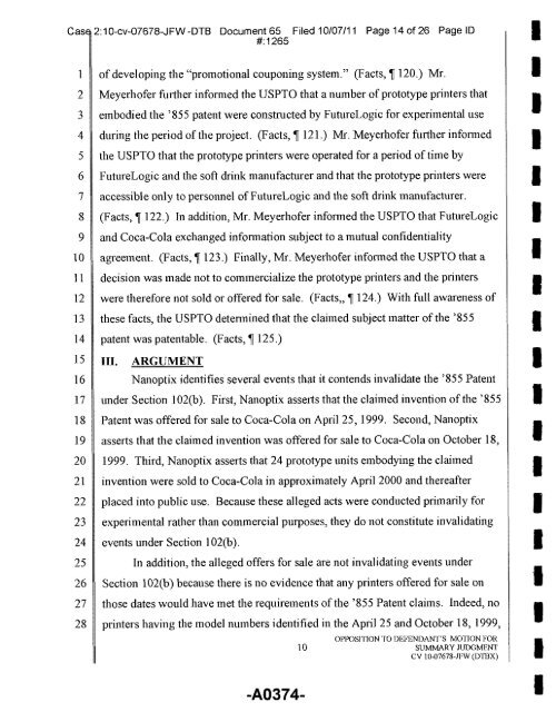 Joint Appendix One