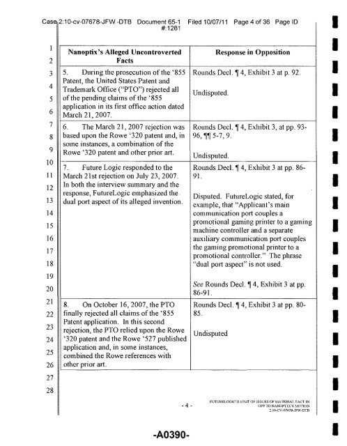 Joint Appendix One