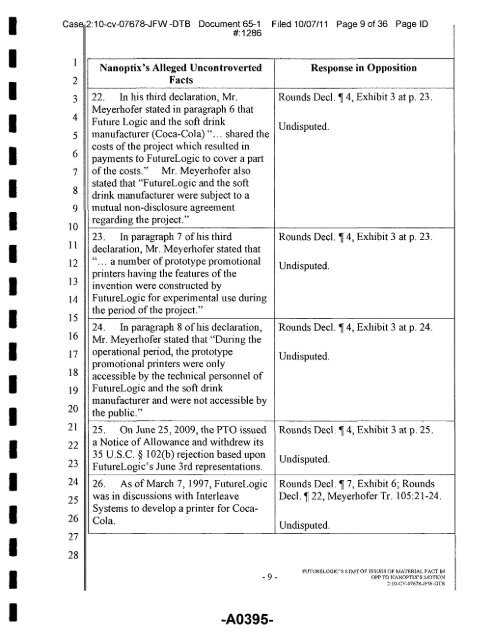 Joint Appendix One