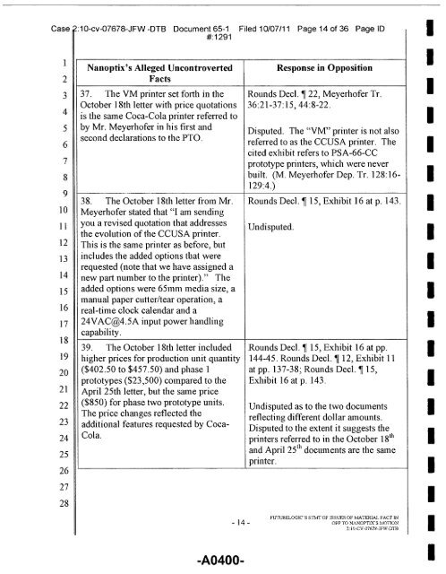 Joint Appendix One