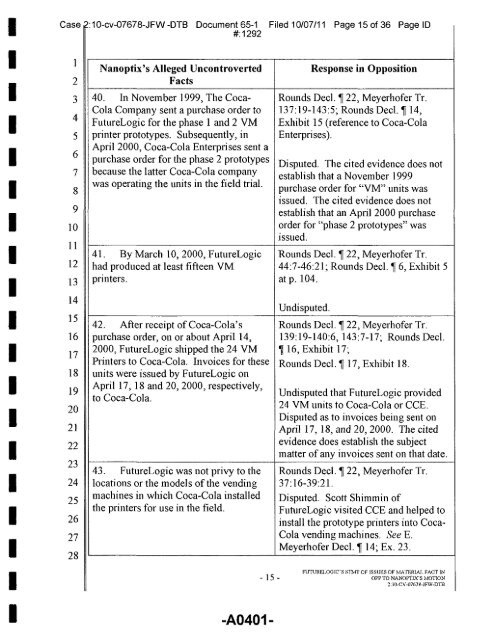 Joint Appendix One