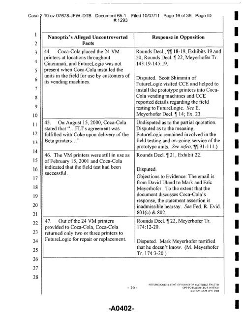 Joint Appendix One