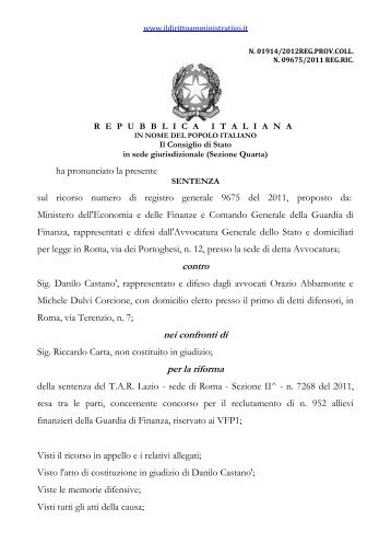 contro nei confronti di per la riforma - Il diritto amministrativo