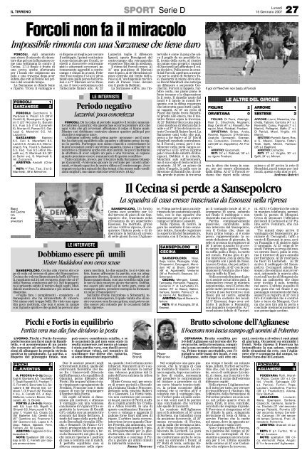 15/01/2007 Campionato 18a Giornata: Girone E - serie d news