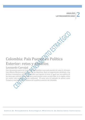 Colombia: País Puente en Política Exterior: retos y desafíos