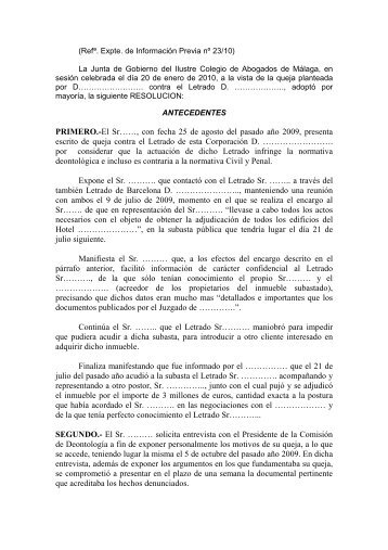IP23-10 (art.5 C.D.) (SECRETO PROFESIONAL) - Colegio de ...