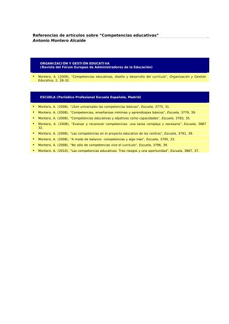 artículos varios sobre competencias básicas - antonio montero alcaide