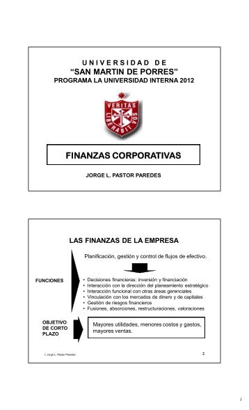 FINANZAS CORPORATIVAS - Universidad de San Martín de Porres