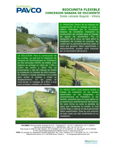 Biocuneta HDPE Concesión Sabana de Occidente - Pavco