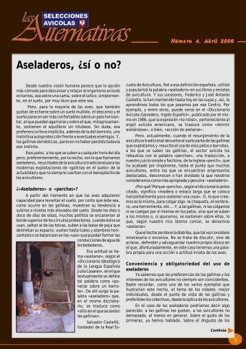 Aseladeros, ¿sí o no? - avicultura.com