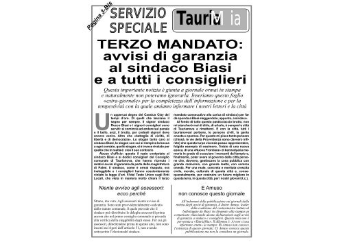 TauriaMia - Il Giornale della Piana di Gioia Tauro