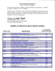ksbha guidance document index - Kansas State Board of Healing Arts