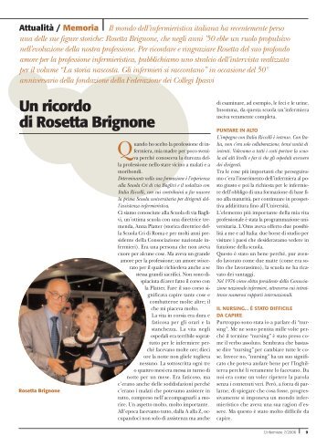 Un ricordo di Rosetta Brignone - Ipasvi