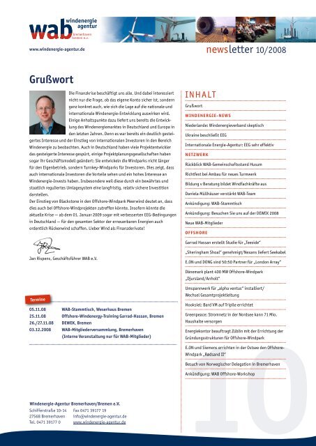 Grußwort newsletter 10/2008