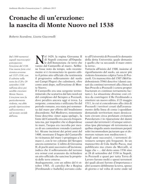 scarica l'ultimo numero "Che succede ai Campi Flegrei?" - Amra