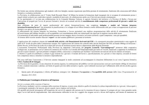 Relazione previsionale e programmatica - Provincia di Vercelli