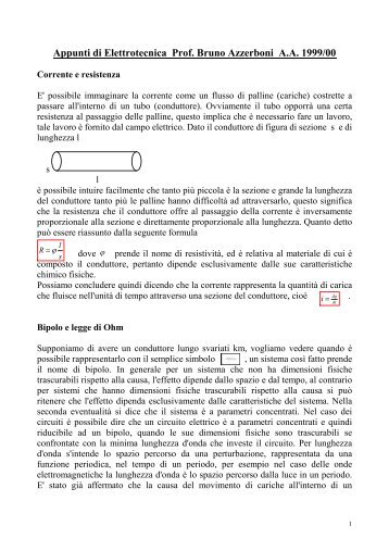 Appunti di Elettrotecnica Prof. Bruno Azzerboni A.A. 1999/00
