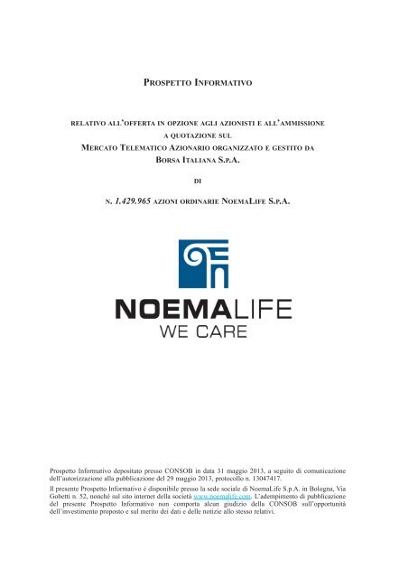 Prospetto Informativo relativo all'offerta in opzione agli ... - NoemaLife