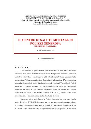 il centro di salute mentale di polizzi generosa - giovanni iannuzzo