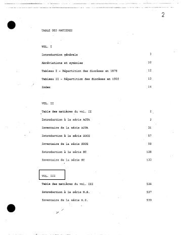 TABLE DES MATIERES VOL. I Introduction generale Abreviations et ...