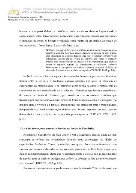 A CÉU ABERTO DE JOÃO GILBERTO NOLL: UM ... - Cielli