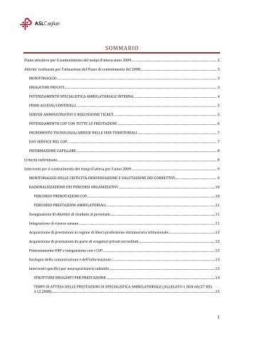 Piano Aziendale per il contenimento delle liste d ... - ASL 8 Cagliari