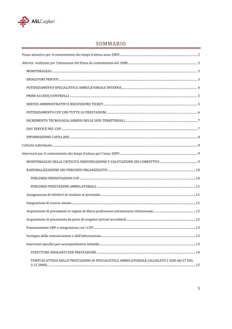 Piano Aziendale per il contenimento delle liste d ... - ASL 8 Cagliari