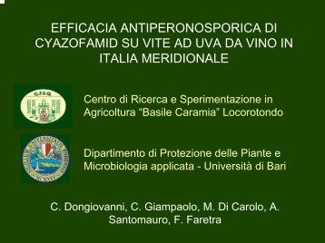 AGOSTINO SANTOMAURO - Università degli Studi di Bari - Belchim