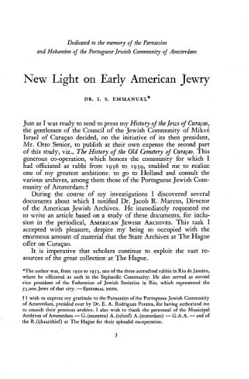 New Light on Early American Jewry - American Jewish Archives