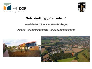 Solarsiedlung „Koldenfeld“ - WINDOR Wirtschaftsförderung in Dorsten