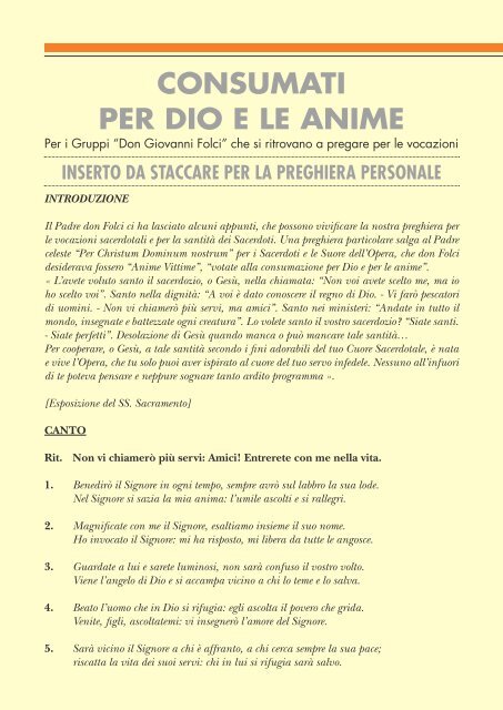 2013 Anno della Fede Anno di Don Folci - Opera don Giovanni Folci
