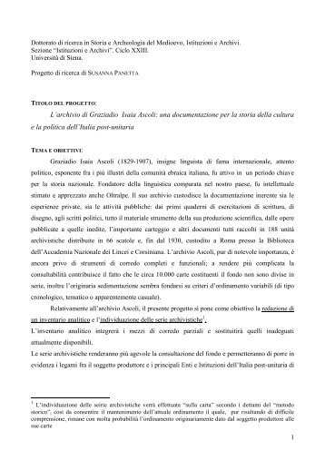 L'archivio di Graziadio Isaia Ascoli: una documentazione per la ...