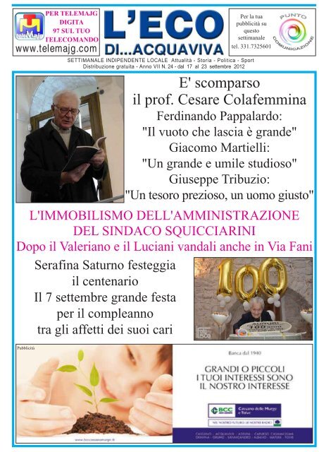 E' scomparso il prof. Cesare Colafemmina - telemajg