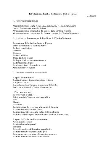 Introduzione all'Antico Testamento