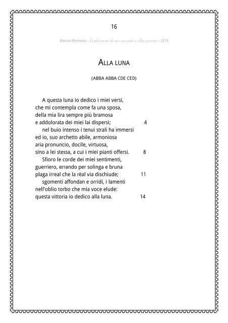 Confessioni di un carcerato e altre poesie - Alessio Romano